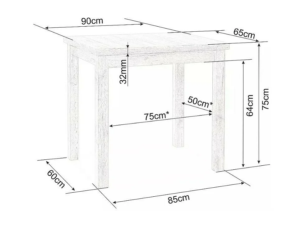 Tavolo da cucina nero e rovere 90 x 65 cm Loka