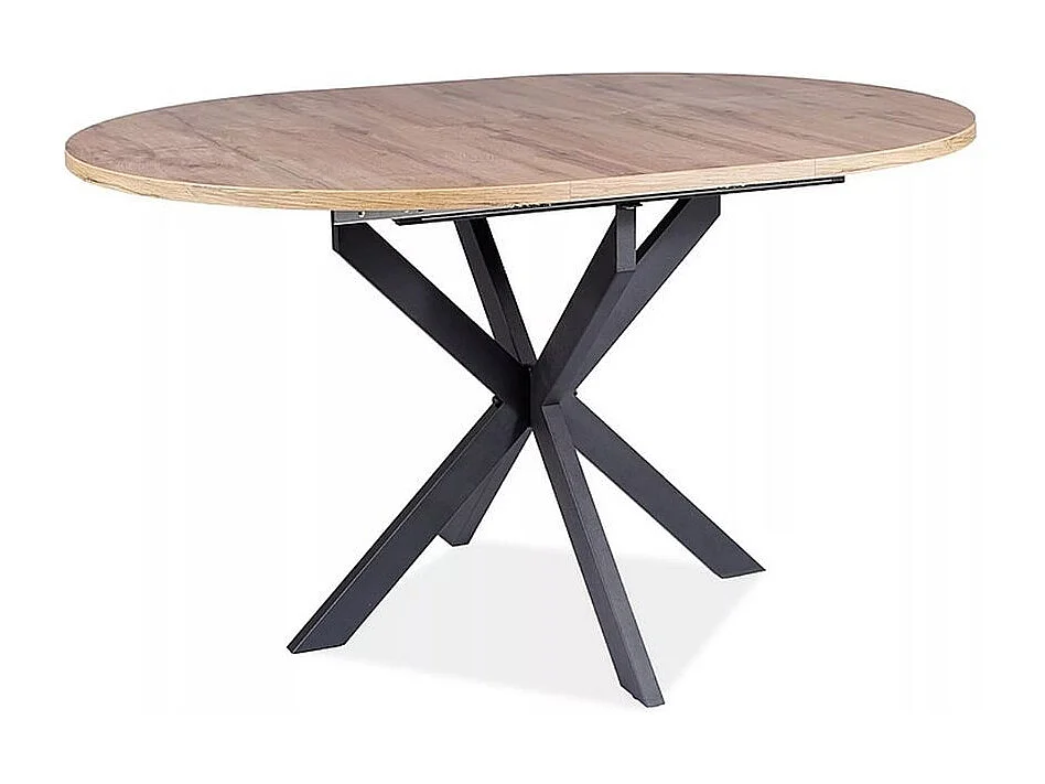 Mesa redonda 100 / 135 cm estilo madera y patas de metal Larry