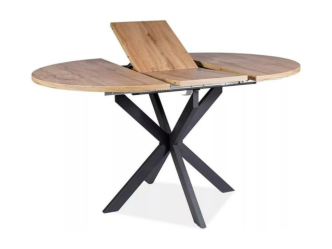 Mesa redonda 100 / 135 cm estilo madera y patas de metal Larry