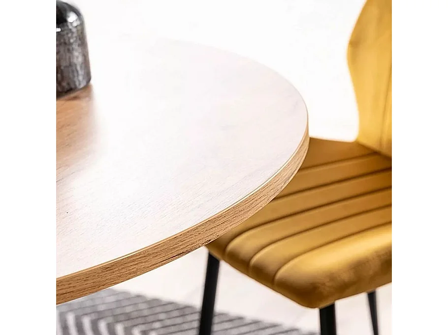 Mesa redonda 100 / 135 cm estilo madera y patas de metal Larry