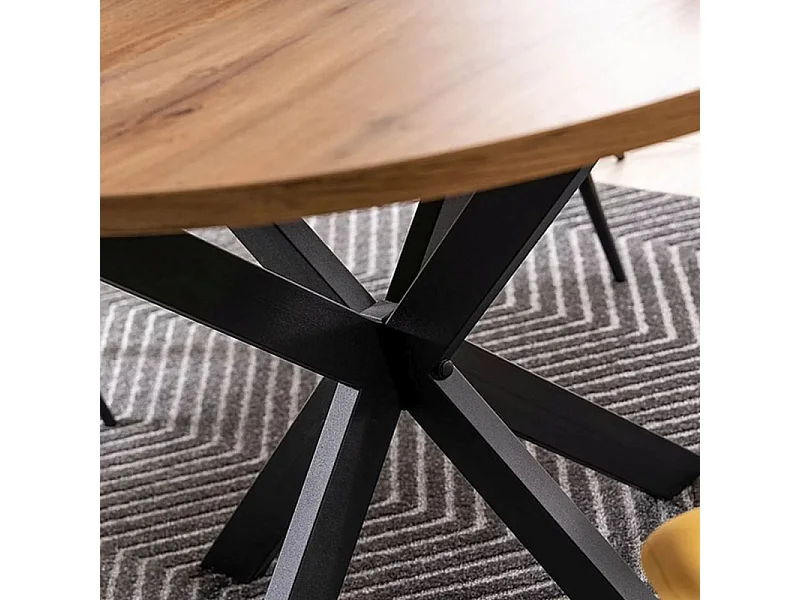 Mesa redonda 100 / 135 cm estilo madera y patas de metal Larry