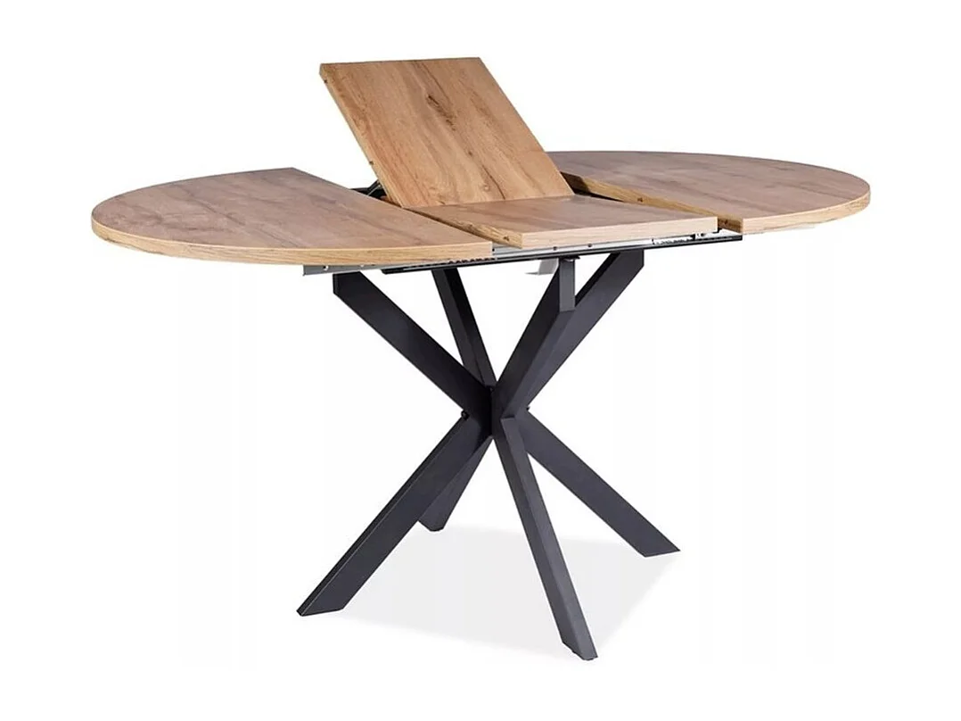 Mesa redonda 100 / 135 cm estilo madera y patas de metal Larry