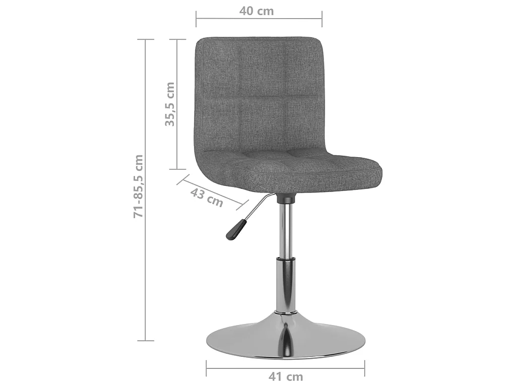 Chaises pivotantes à manger lot de 2 gris clair tissu