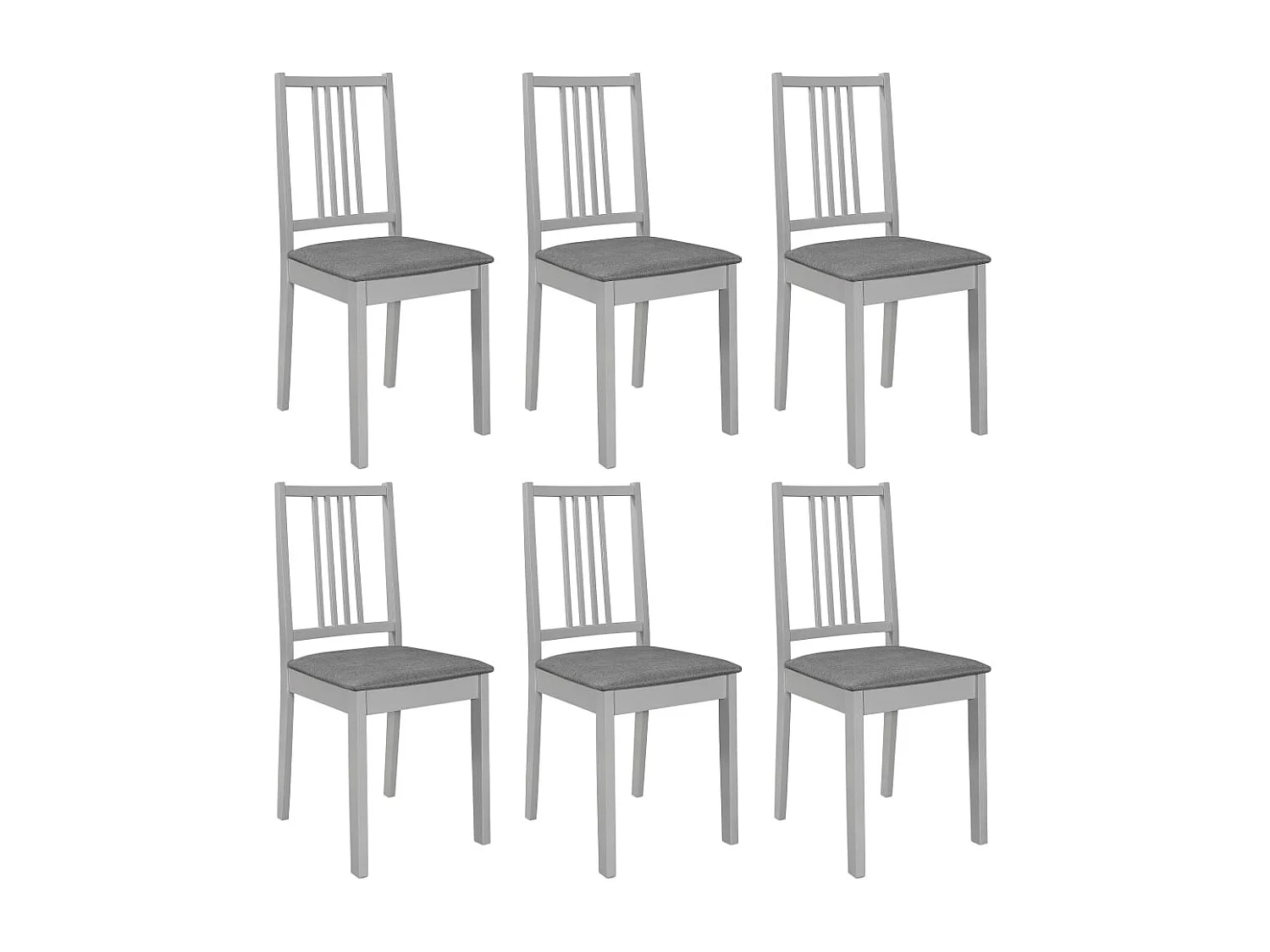 Eetkamerstoelen met kussens 6 st massief hout grijs