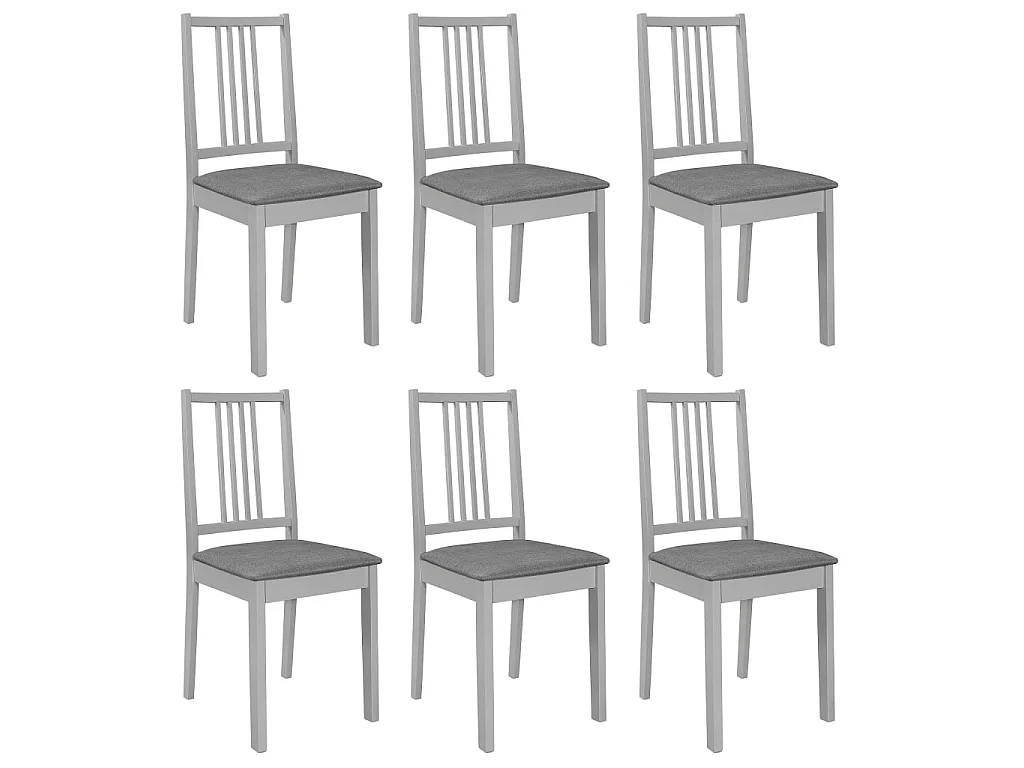 Chaises à manger avec coussins lot de 6 gris bois solide