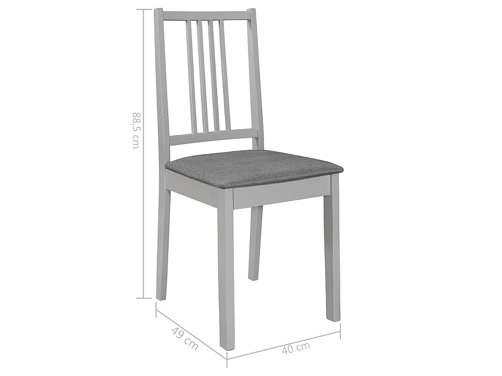 Chaises à manger avec coussins lot de 6 gris bois solide