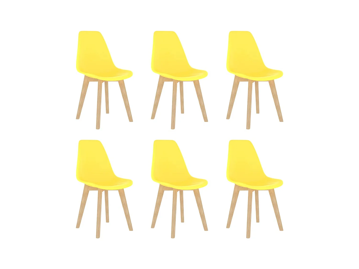 Chaises à manger lot de 6 jaune plastique