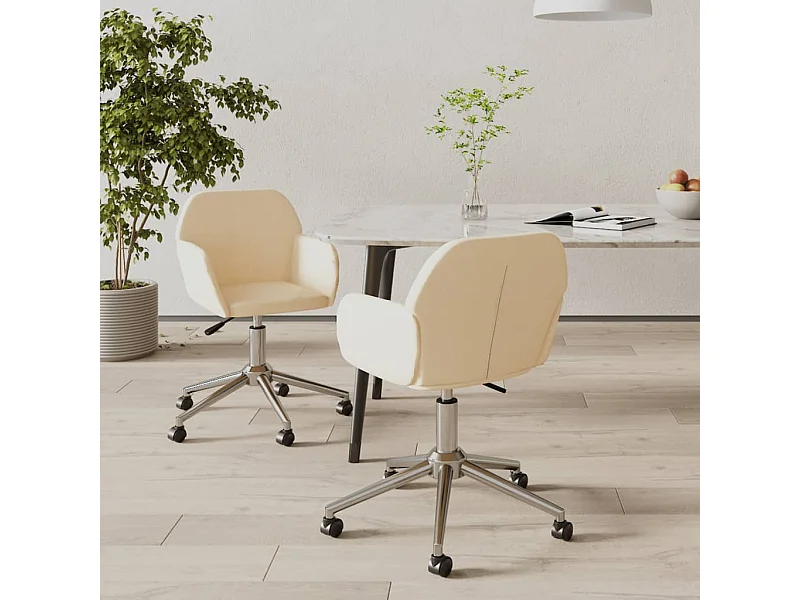 Esszimmerstühle 2 Stk. Drehbar Creme Stoff