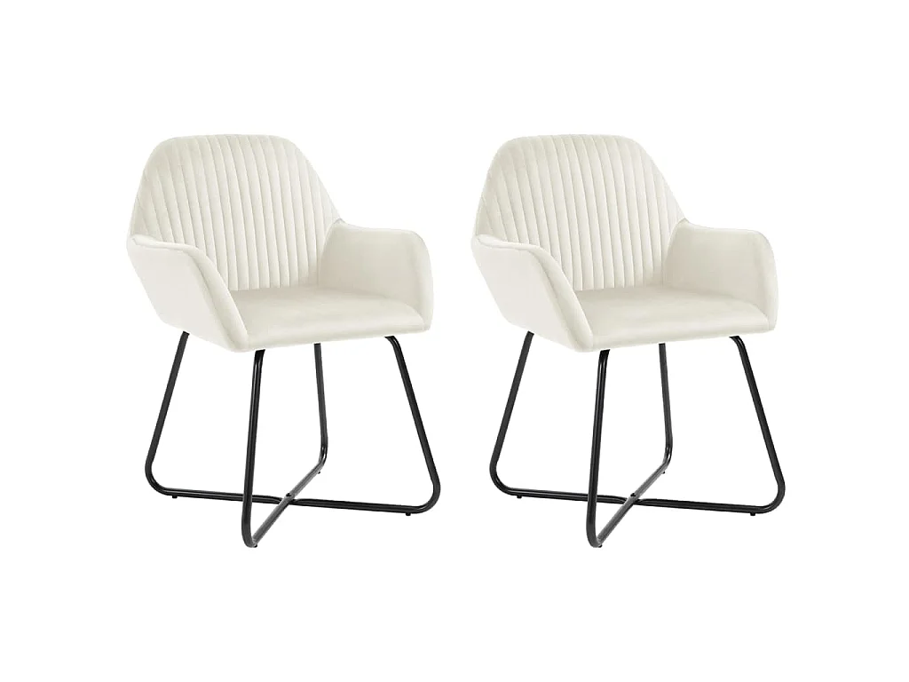 Chaises à manger lot de 2 Crème Velours