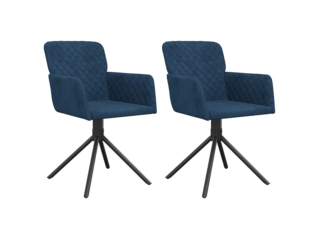 Sedie da Pranzo Girevoli 2 pz Blu in Velluto