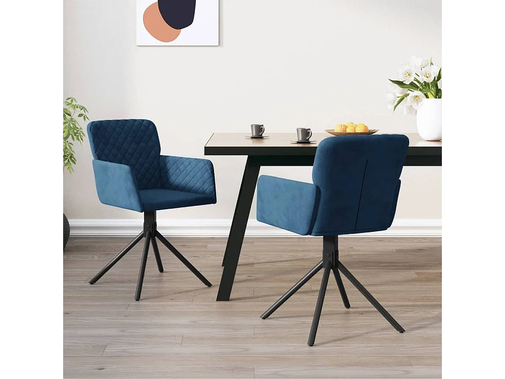 Sedie da Pranzo Girevoli 2 pz Blu in Velluto