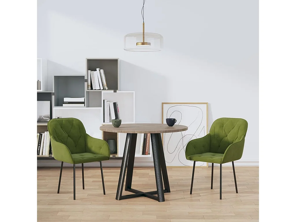 Sedie da Pranzo 2 pz Verde Chiaro in Velluto
