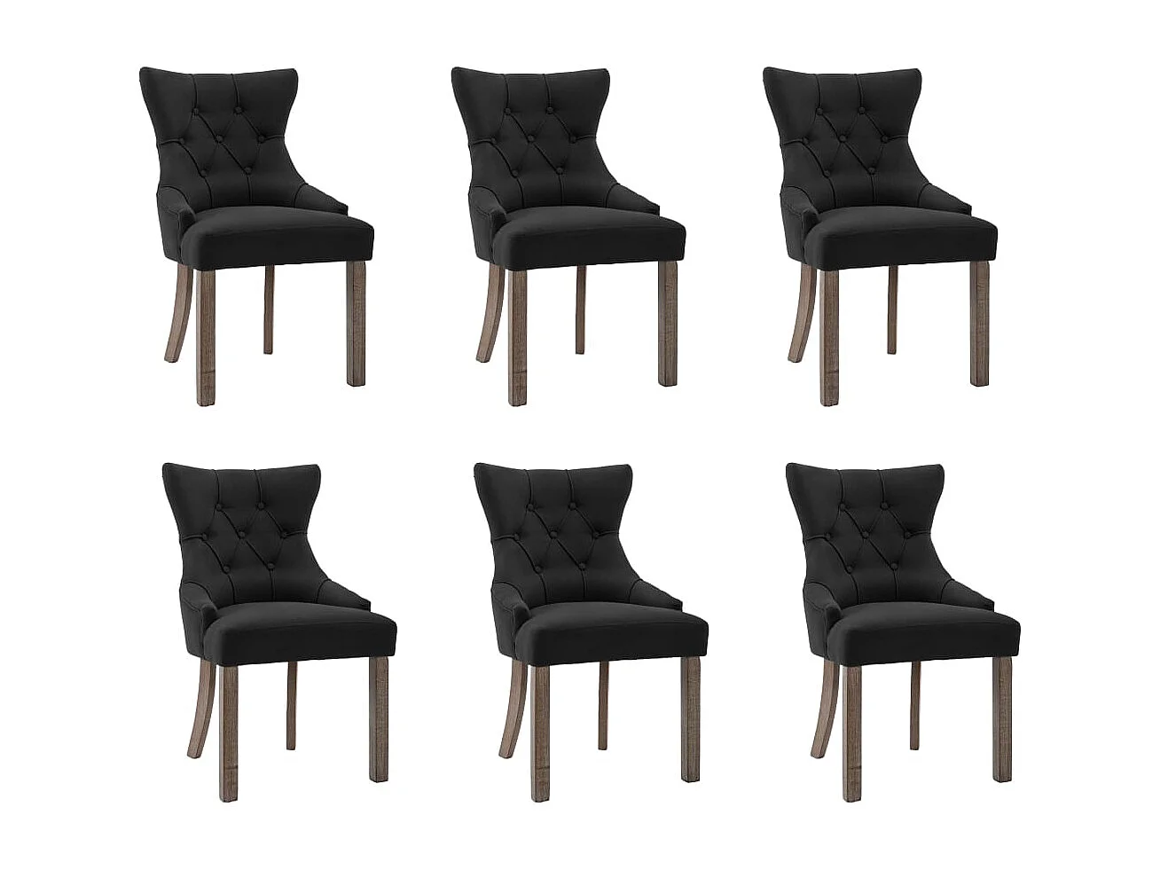 Chaises à manger lot de 6 noir tissu