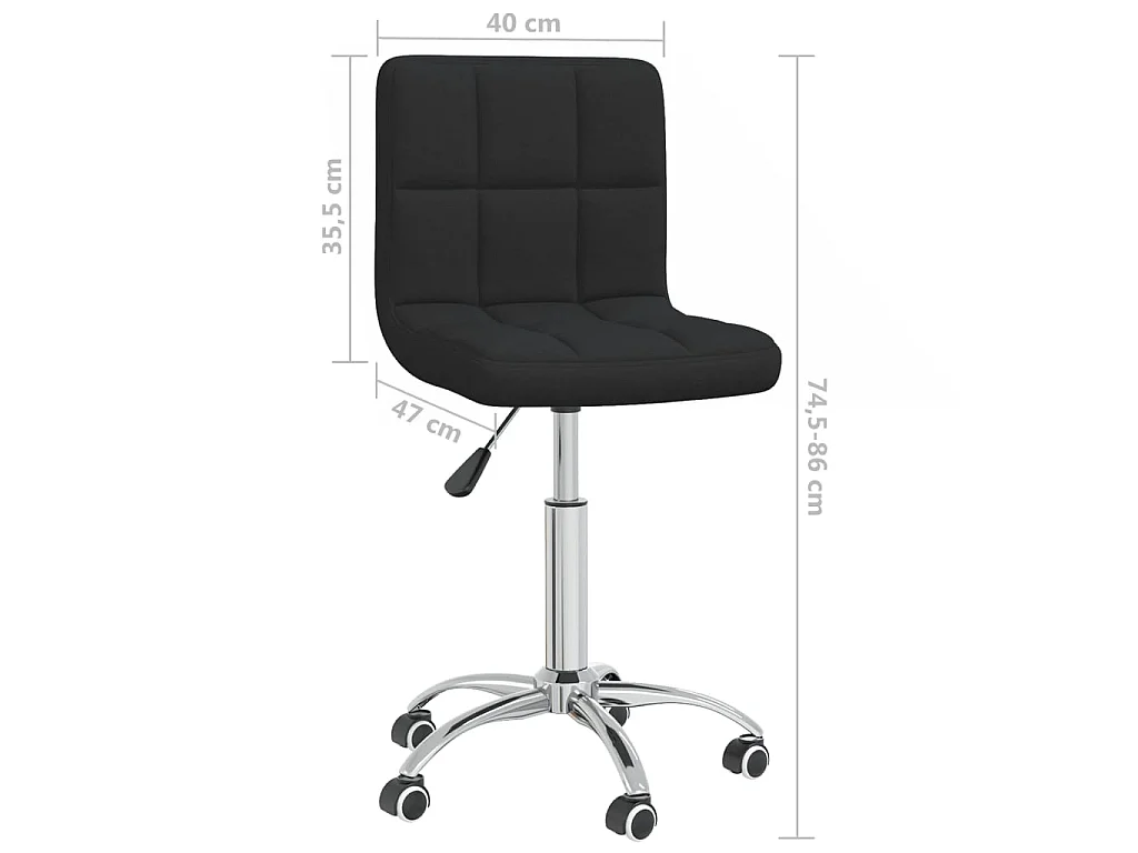 Chaise pivotante de salle à manger Noir Tissu