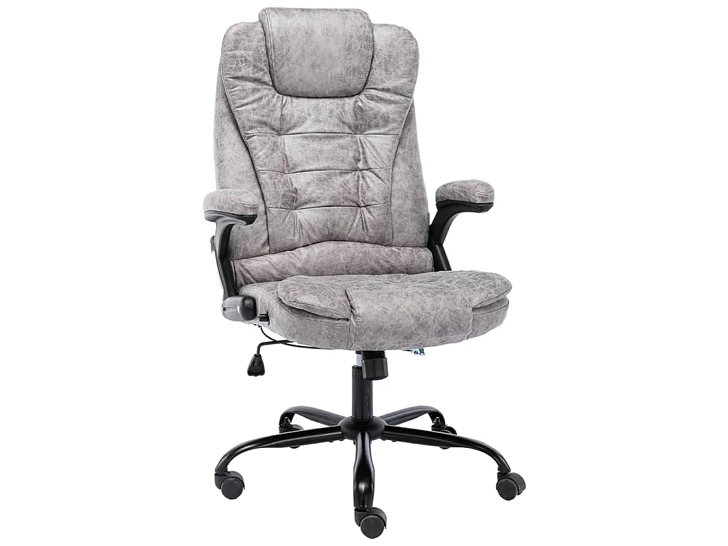 Chaise de bureau gris clair similicuir daim