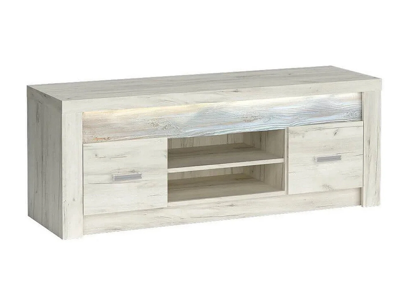 Mueble TV Forever de madera blanqueada con tiradores de metal - blanco