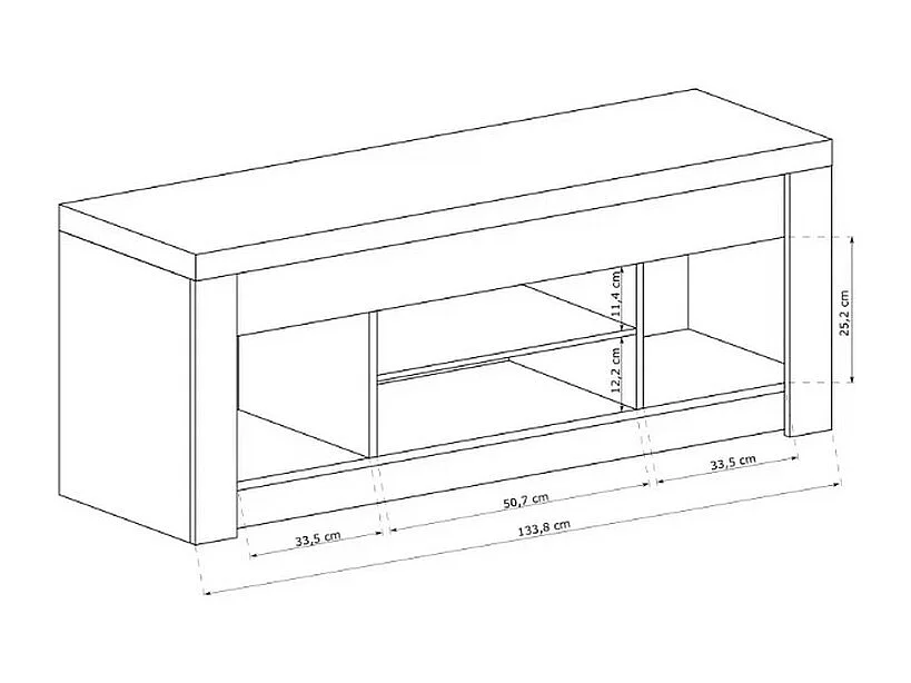Meuble TV bois blanchi avec poignées en métal Forever - blanc