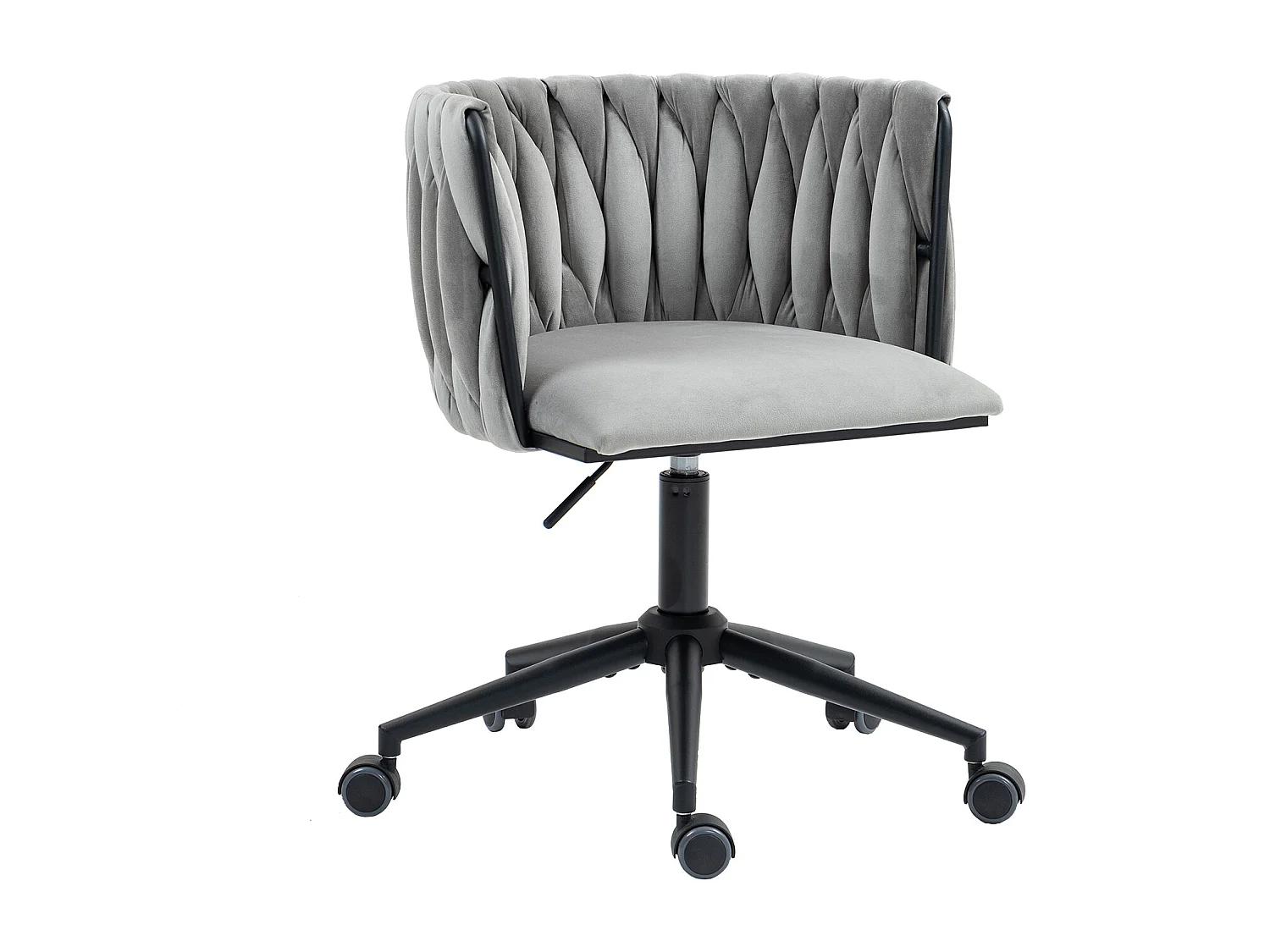 Cadeira de escritório de veludo macio, rotação de 360°, ajuste de altura, design ergonômico