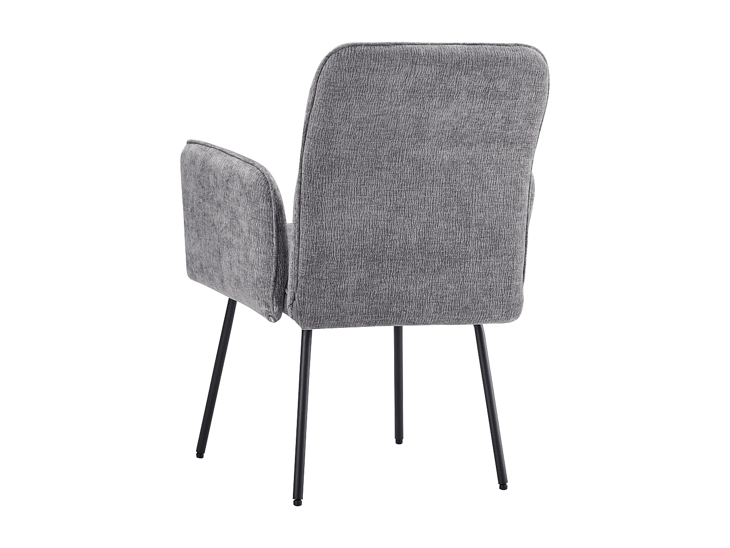 Cadeiras de sala de jantar (6 peças), poltronas de tecido cinza, pernas de metal preto