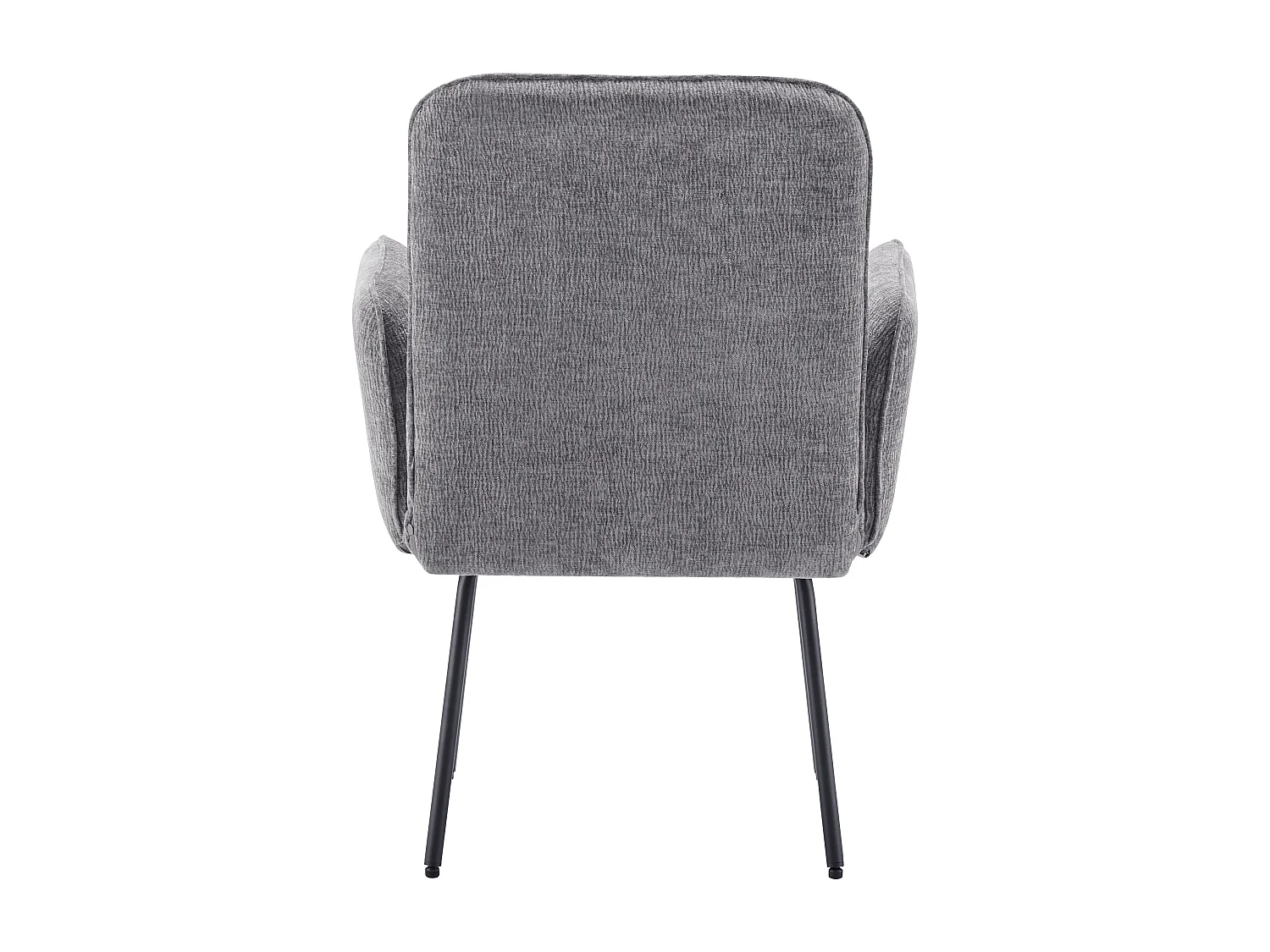 Cadeiras de sala de jantar (6 peças), poltronas de tecido cinza, pernas de metal preto