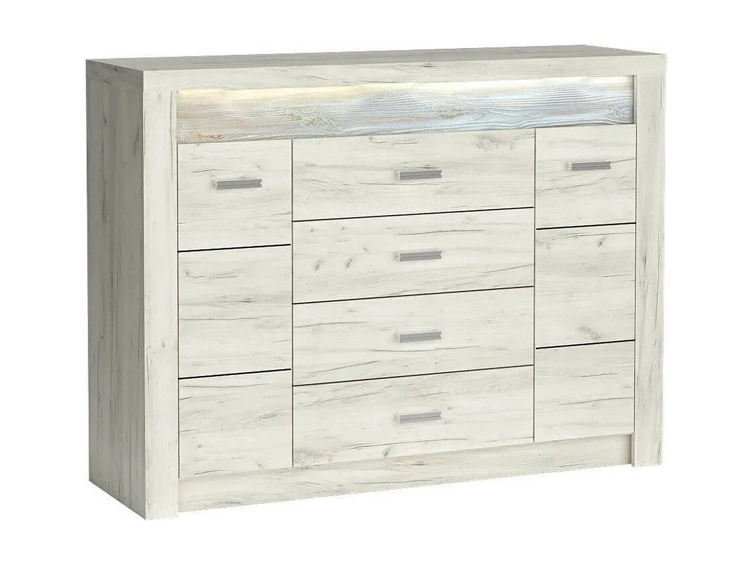 Credenza in legno sbiancato con maniglie in metallo Forever - Senza LED