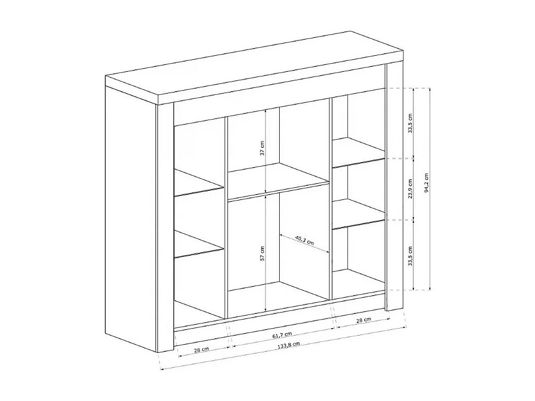 Vetrina buffet in legno sbiancato - 2 ante 4 cassetti - Forever - Senza LED