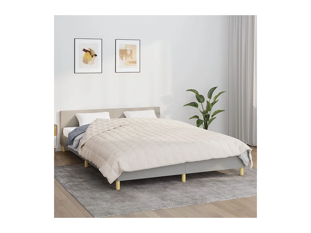 Couverture lestée Crème clair 220x240 cm 15 kg - Aide au sommeil confortable en coton hypoallergénique
