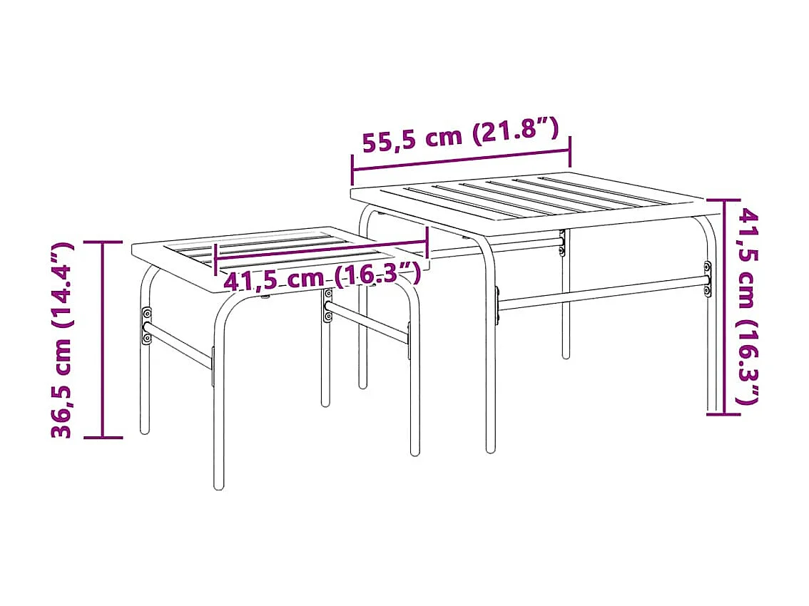 Tables basses gigognes de jardin 2 pcs marron et noir acier