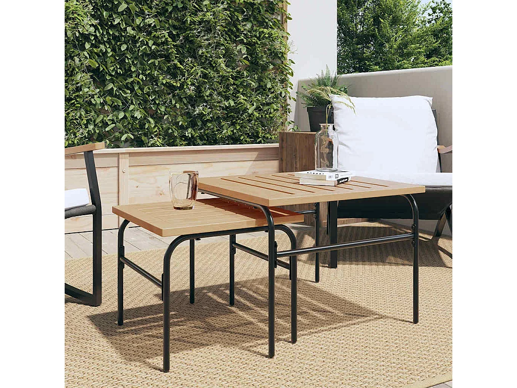 Tables basses gigognes de jardin 2 pcs marron et noir acier