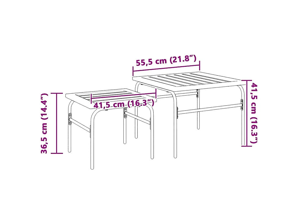 Tables basses gigognes de jardin 2 pcs marron et noir acier