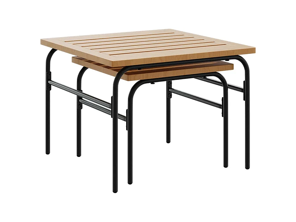Tables basses gigognes de jardin 2 pcs marron et noir acier