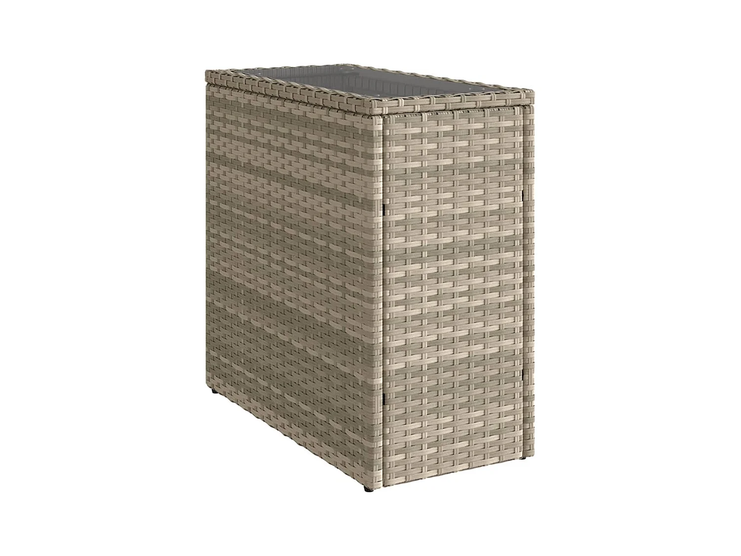 Garten-Beistelltisch mit Glasplatte 58x27,5x55 cm Poly Rattan