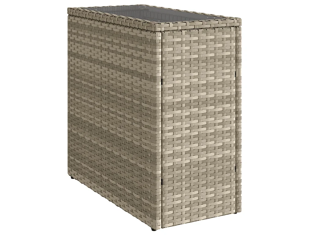 Tavolo Giardino Piano Vetro Grigio Chiaro 58x27,5x55 Polyrattan