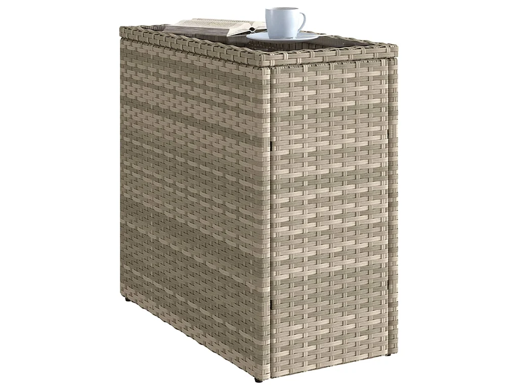 Tavolo Giardino Piano Vetro Grigio Chiaro 58x27,5x55 Polyrattan