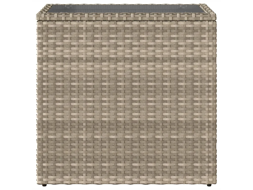 Tavolo Giardino Piano Vetro Grigio Chiaro 58x27,5x55 Polyrattan