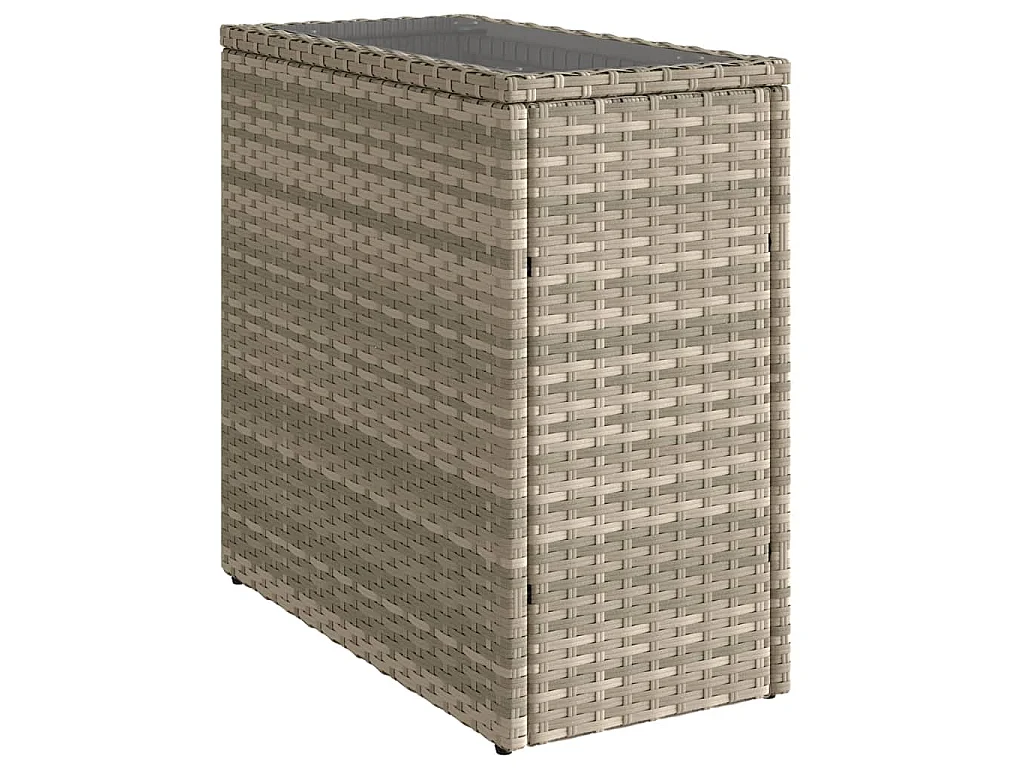 Tavolo Giardino Piano Vetro Grigio Chiaro 58x27,5x55 Polyrattan