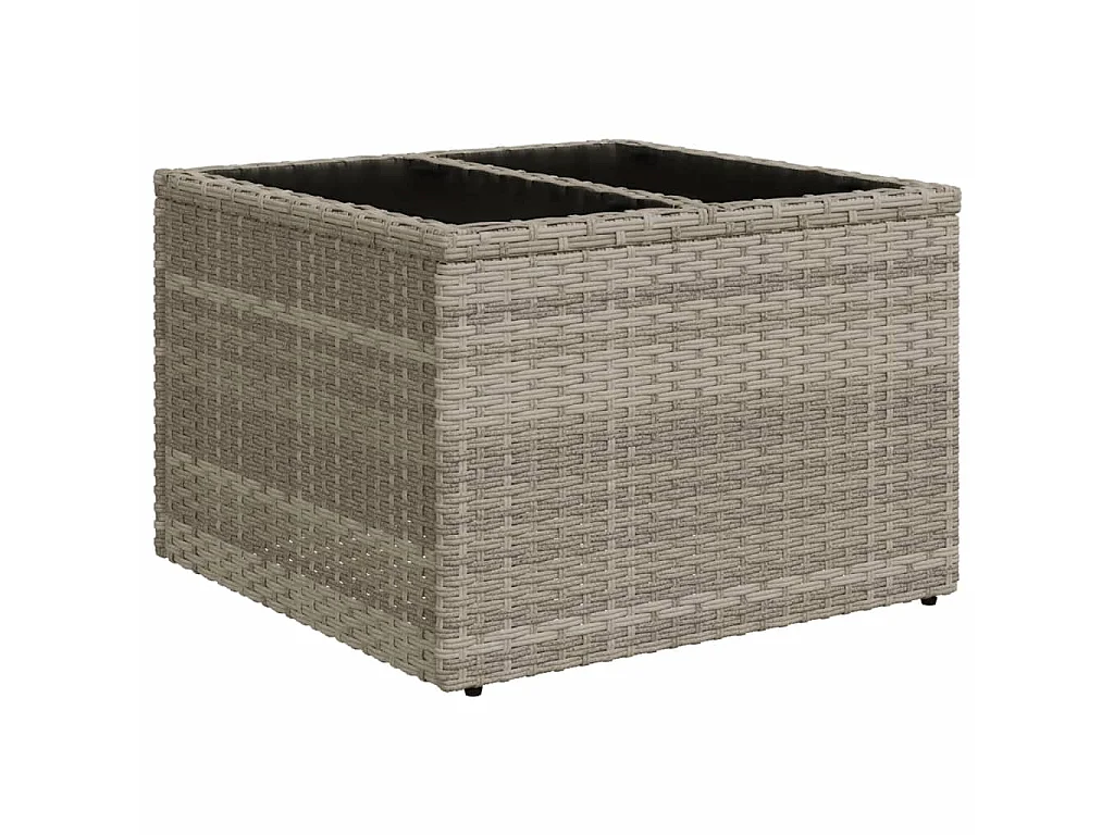 Table de jardin avec dessus en verre gris clair résine tressée
