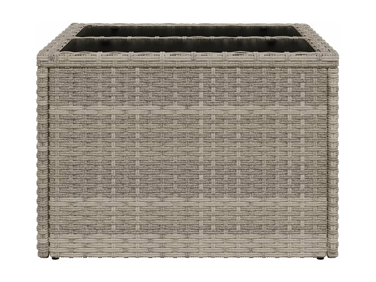 Table de jardin avec dessus en verre gris clair résine tressée