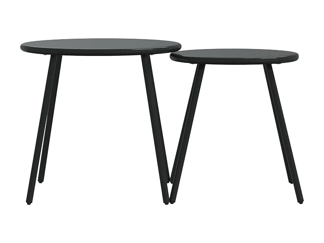 Tables basses de jardin 2pcs rondes noir acier enduit de poudre