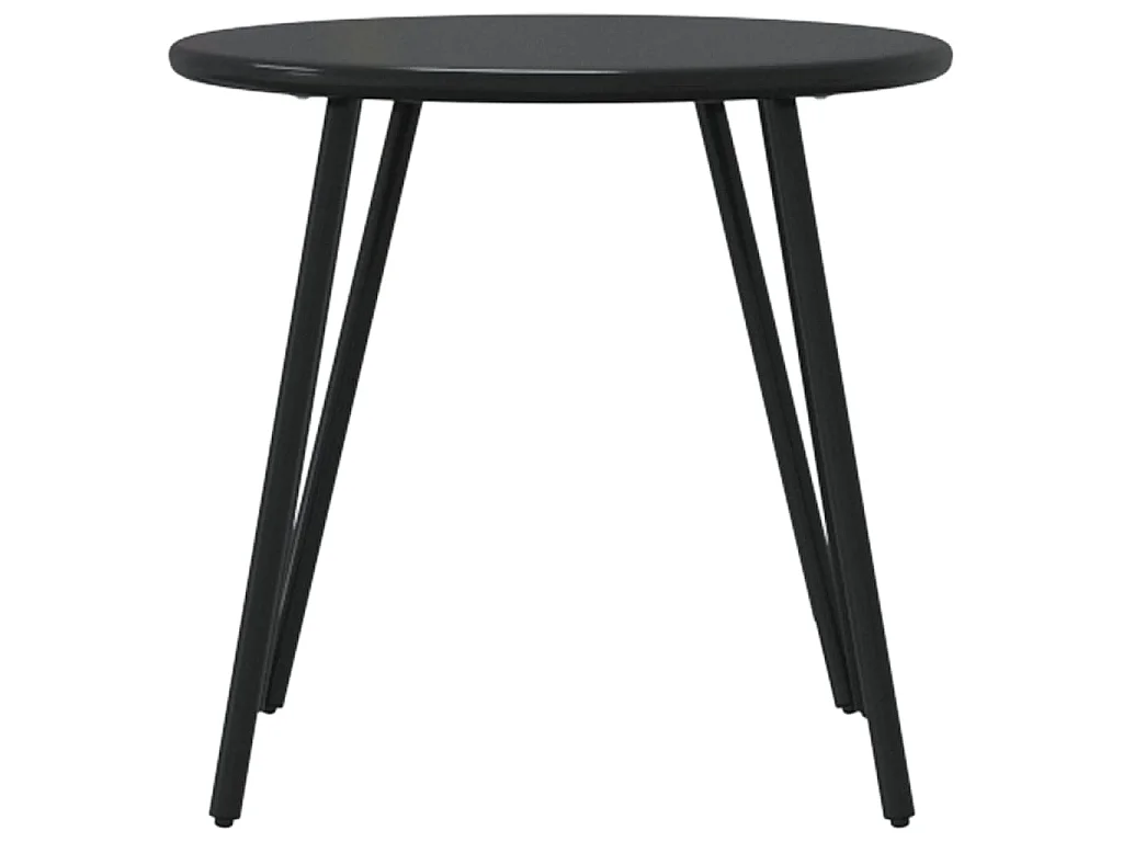 Mesas centro p/ jardim redondas 2 pcs aço revestido a pó preto