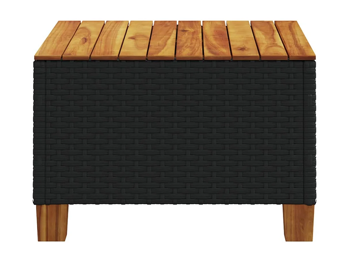Tavolo da Giardino Nero 55x55x36cm in Polyrattan e Legno Acacia