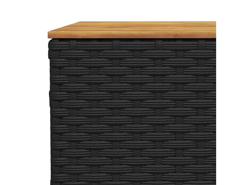 Table de jardin noir 55x55x36 cm résine tressée et bois acacia