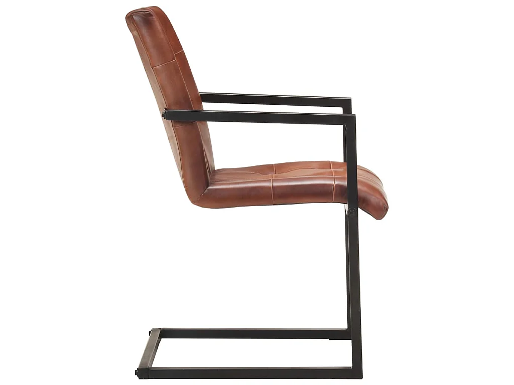 Chaises à manger cantilever lot de 4 marron cuir véritable