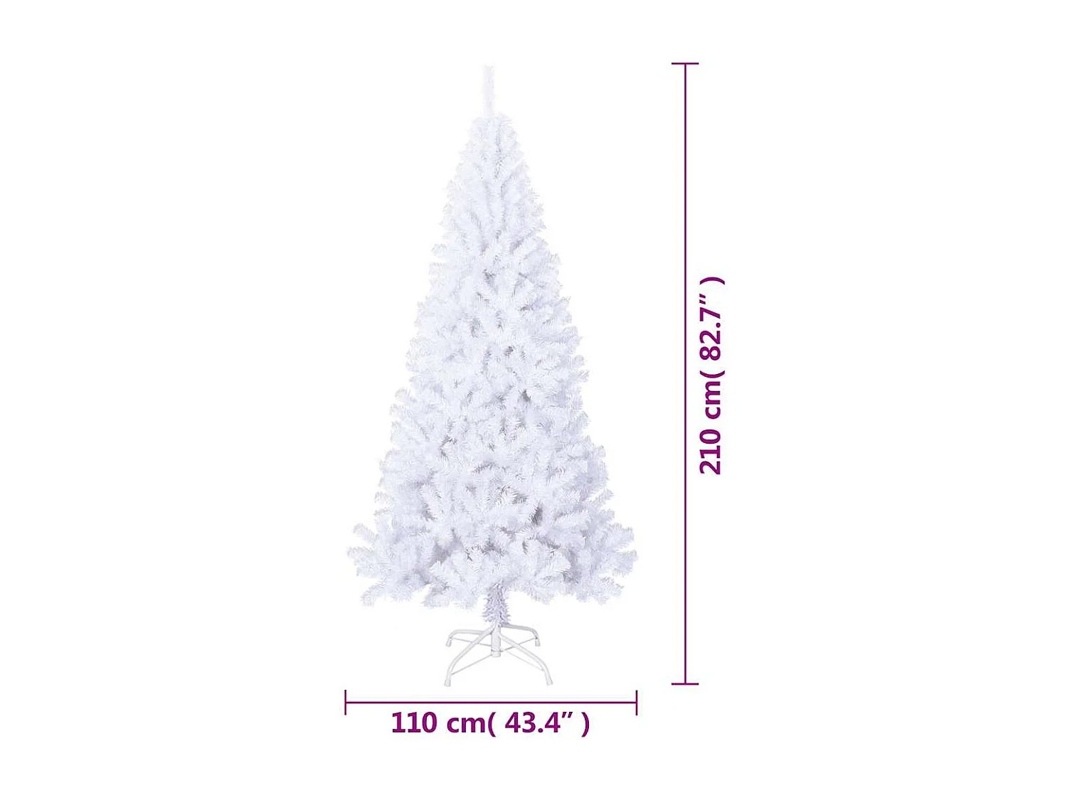 Künstlicher Weihnachtsbaum mit Dicken Zweigen Weiß 210 cm PVC