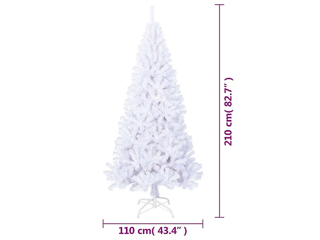 Árvore de Natal artificial com ramos grossos 210 cm PVC branco
