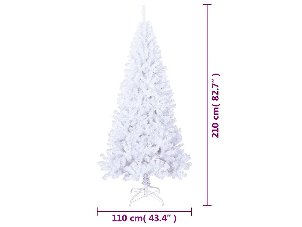 Árvore de Natal artificial com ramos grossos 210 cm PVC branco
