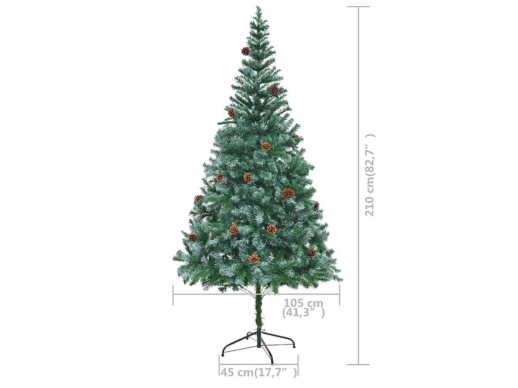 Árvore Natal artificial pré-iluminada c/ bolas e pinhas 210 cm