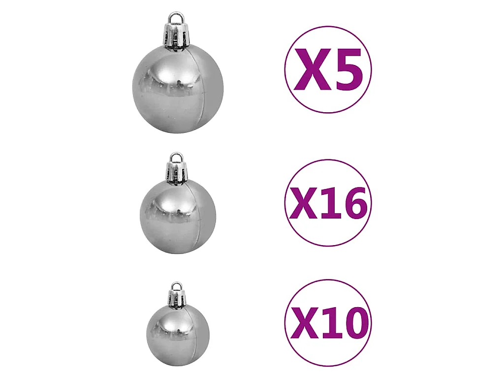 Árvore Natal artificial pré-iluminada c/ bolas e pinhas 210 cm