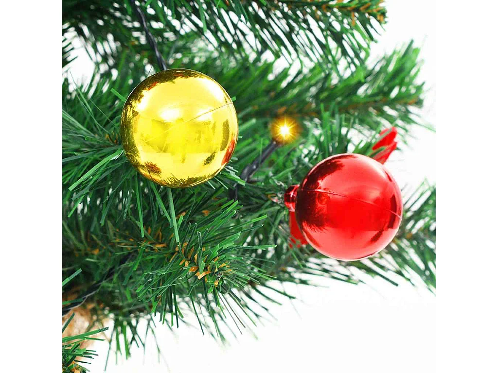 Arbre de Noël artificiel pré-éclairé avec boules vert 64 cm
