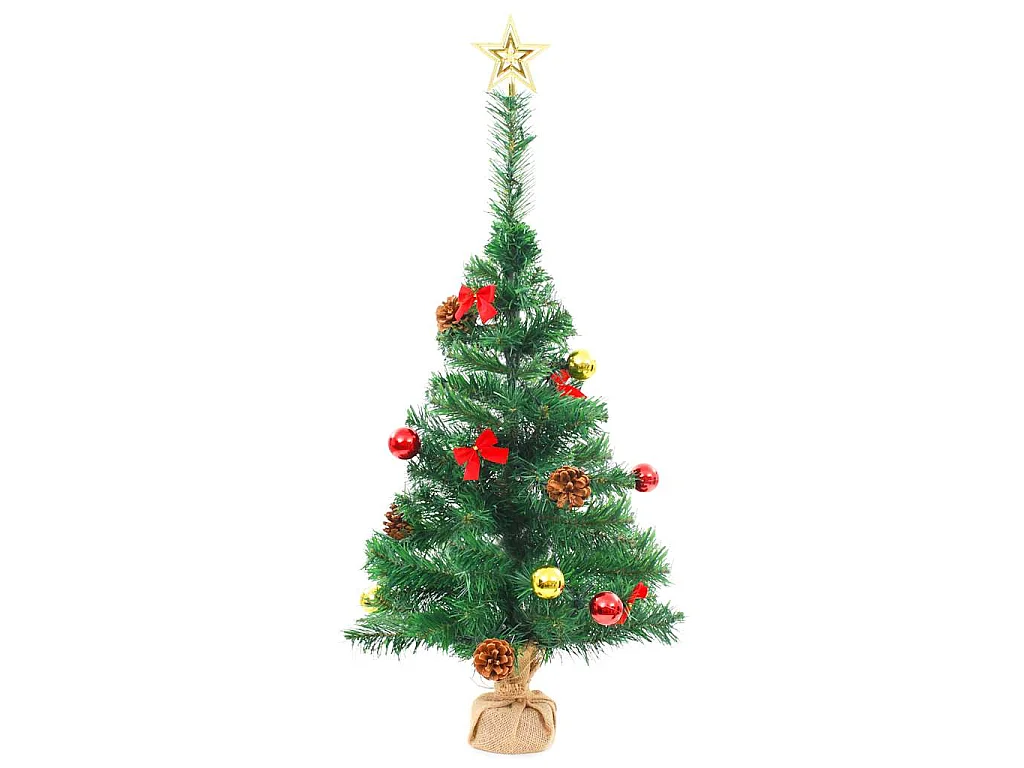 Árvore de Natal artificial pré-iluminada + enfeites 64 cm verde